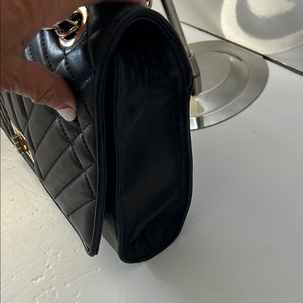 Danier Black Quilted Shoulder Bag with Gold Chain - Picture 8 of 16
